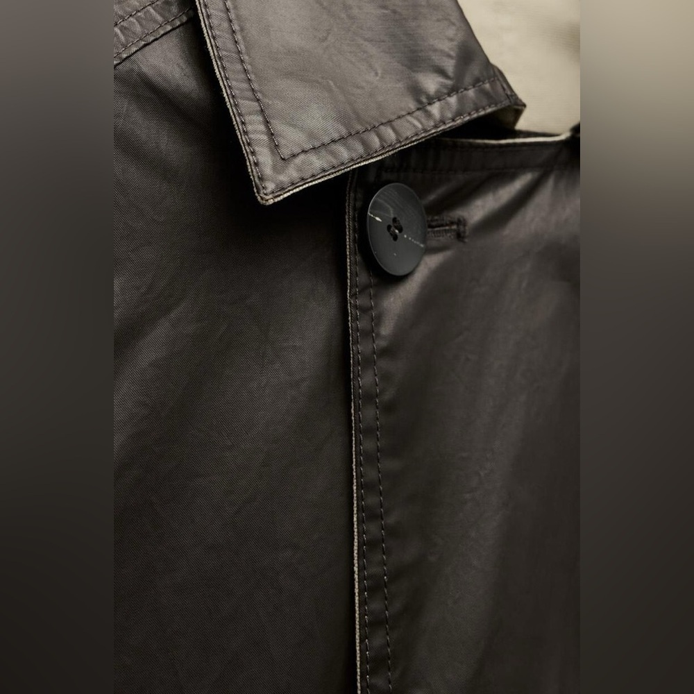 NWT. Zara ZW Collection Brown/Ecru Reversible Collared Trench Coat. Size XS. - Picture 13 of 16